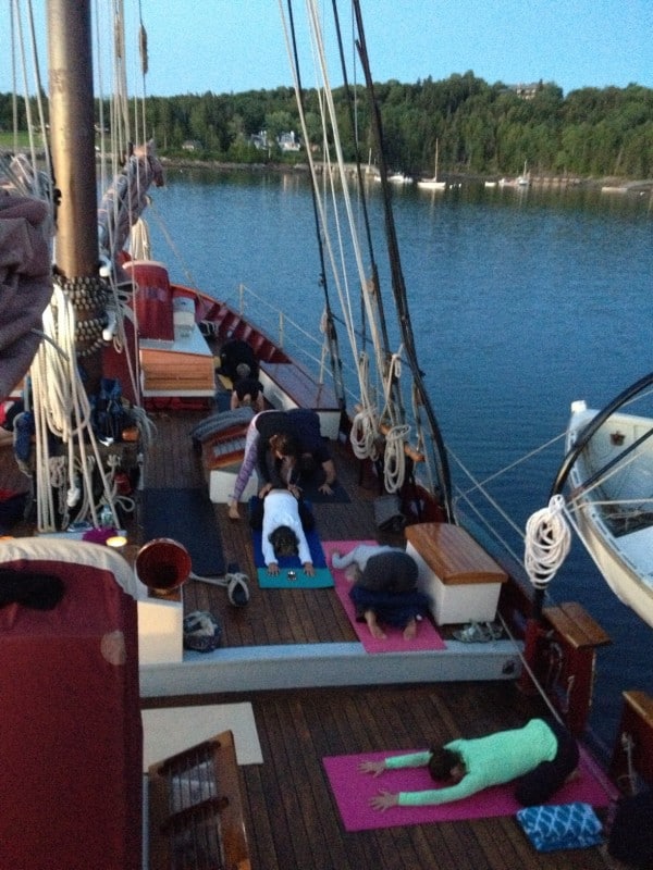 Yoga class on the boat. Photo courtesy of Angelique.