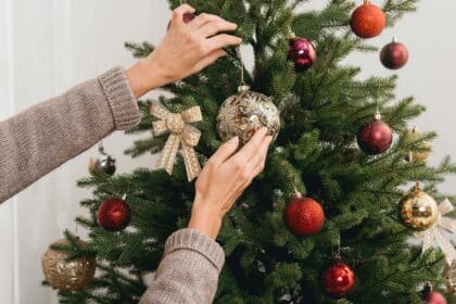 Close up photo of Christmas tree.