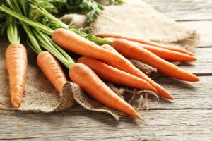 Bunch of organic carrots.
