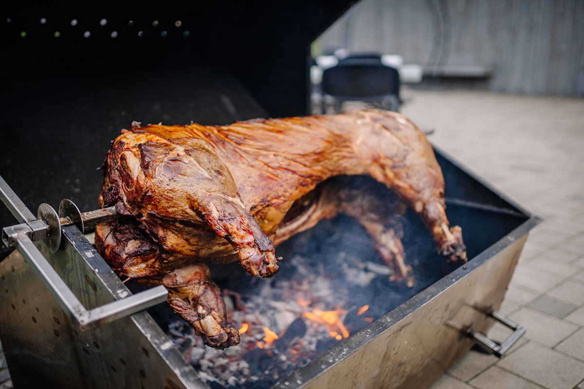 Roasted pig in BBQ.