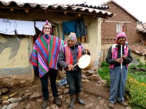 Musicians welcomed us to their village with music and dressed us in traditional attire. Photo courtesy of Katie Foote.
