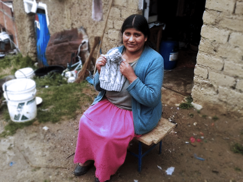 bolivian artisan with project