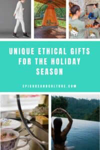 pinterest pin that shows a range of ethical presents for the holiday season.