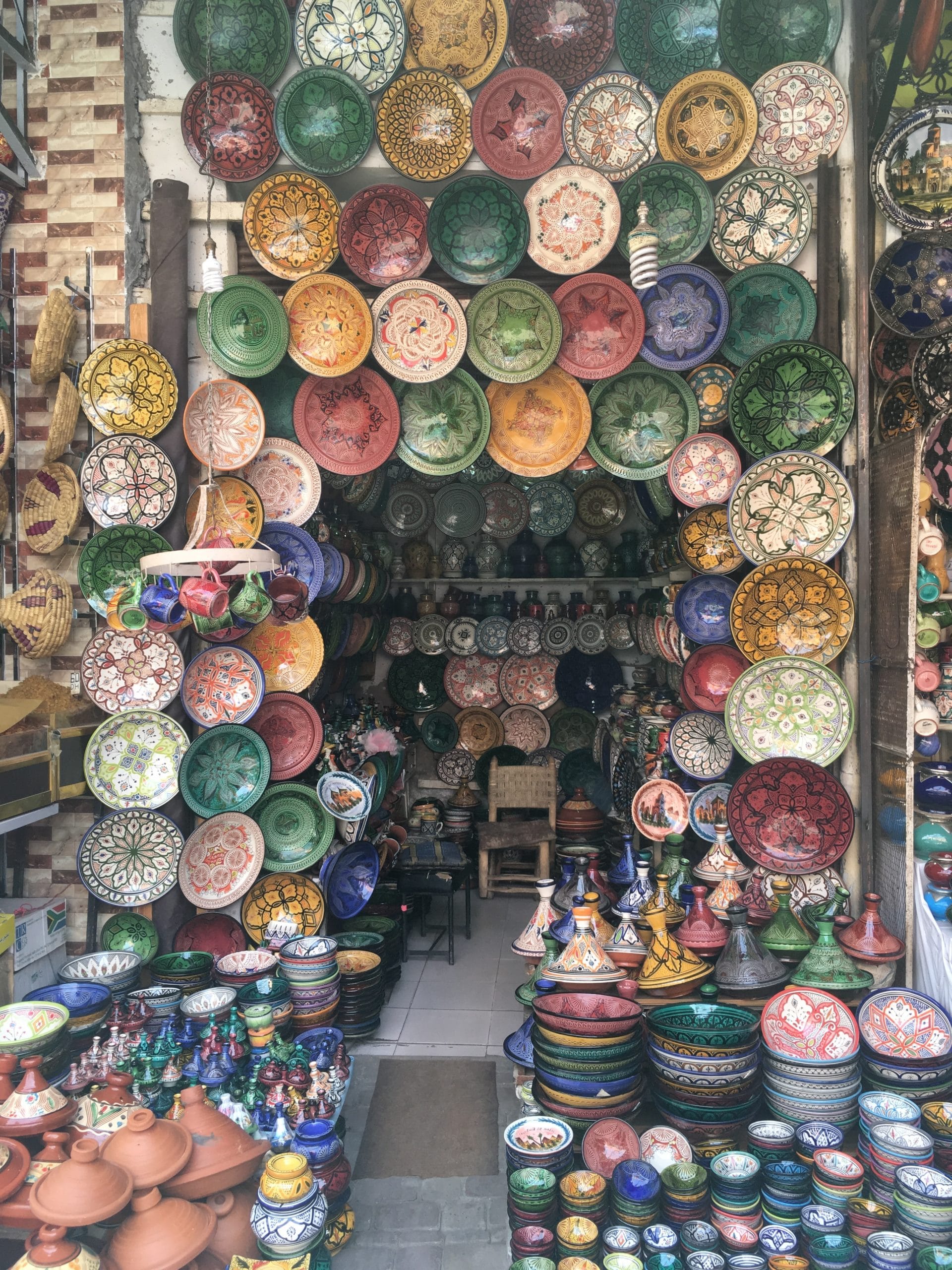 souvenir stall at the marrakech bazaar