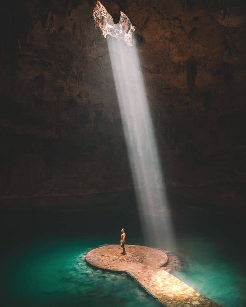 Visiting Cenote Suytun in the Yucatan Peninsula is one of the most important Mexico culture traditions