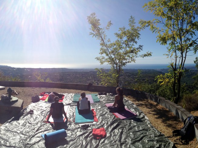 yoga wine retreat in France with a view