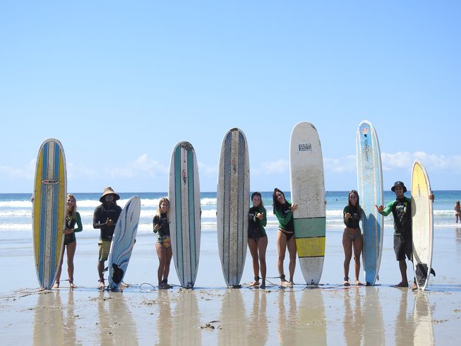 group on a surfing yoga retreat in Costa Rica