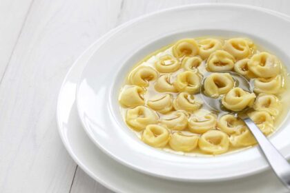 Tortellini in brodo, an italian broth with pasta.