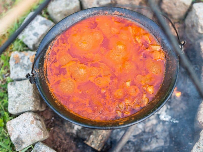 traveler having a Bahamian breakfast of boiled fish in tomato sauce
