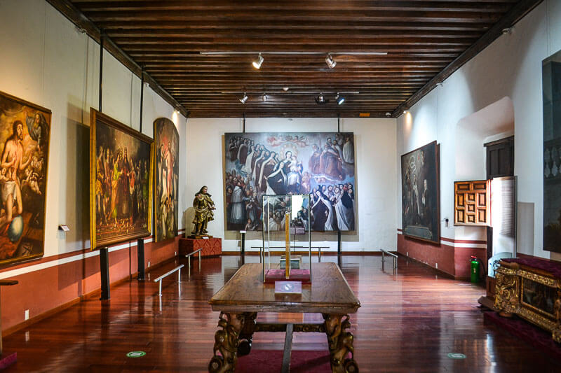 Mexico City museum with religious art on the walls