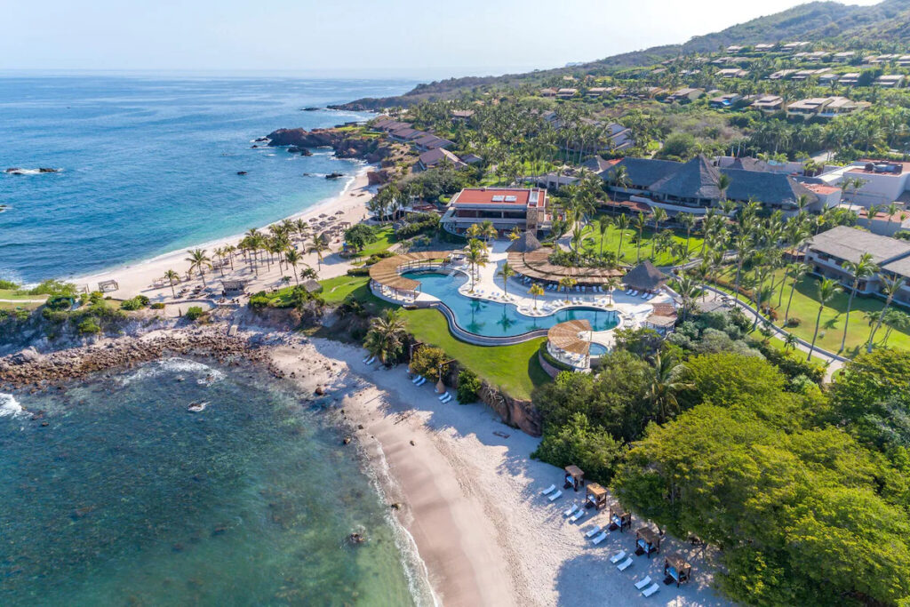 aerial view of the Four Seasons Resort Punta Mita vegan resort in Mexico