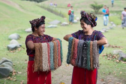 women from the Wakami women’s empowerment artisan group in Guatemala crafting beautiful bracelets