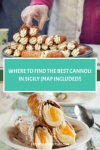 Pinterest pin that shows Sicilian cannoli.